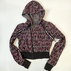 Y2K Abbey Dawn Graphic Zip-Up Hoodie – Size L